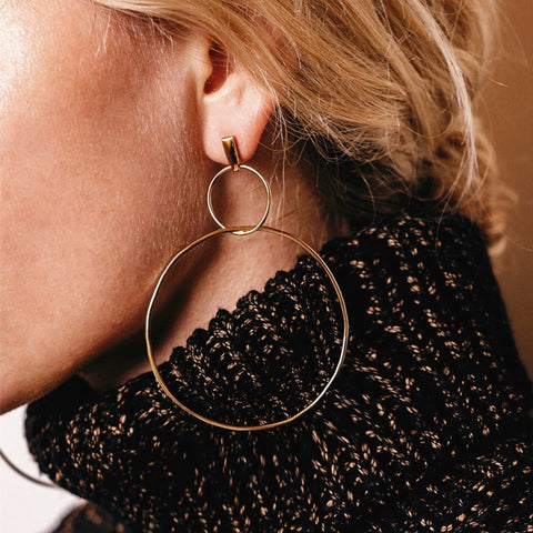 Minimalist Punk Circle Earrings