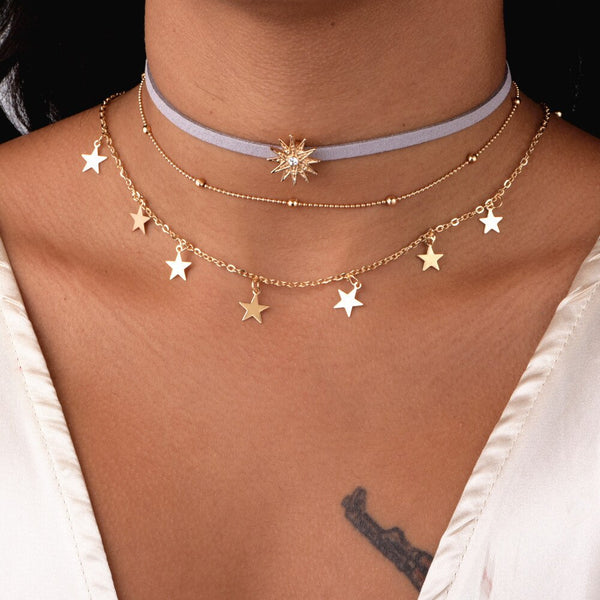 Sun Star Multi-Layer Necklaces