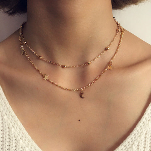 Layer Star Choker Necklaces